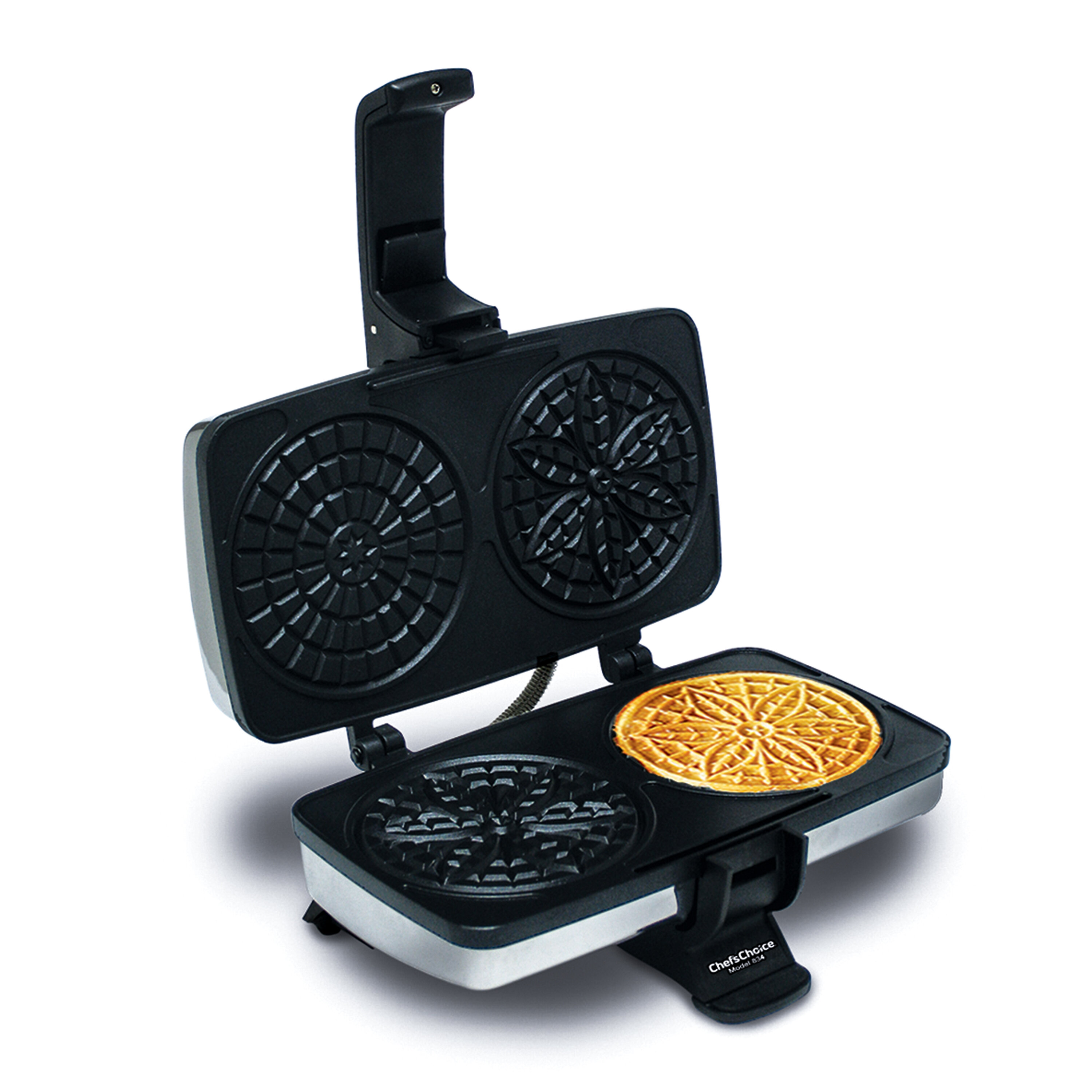 Pizzelle Maker- Non-Stick Electric Pizzelle Baker Press Makes Two 5-Inch Cookies