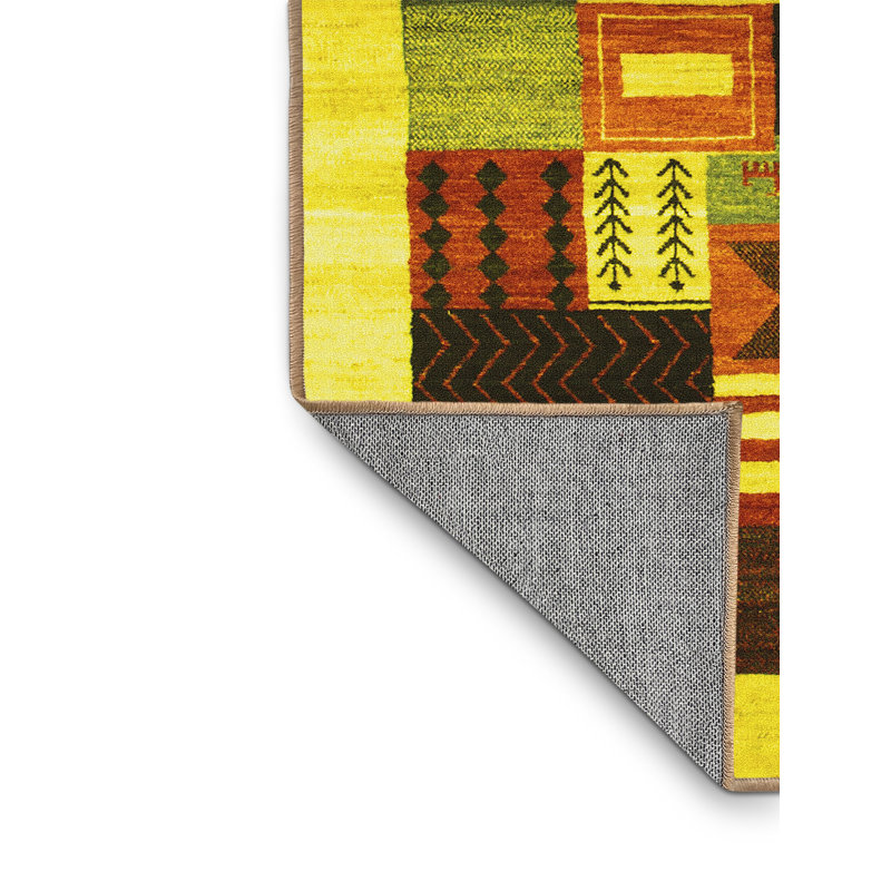 Tapis contemporains jaunes lavables à la machine 321, Rectangle 2 pi x 4 pi