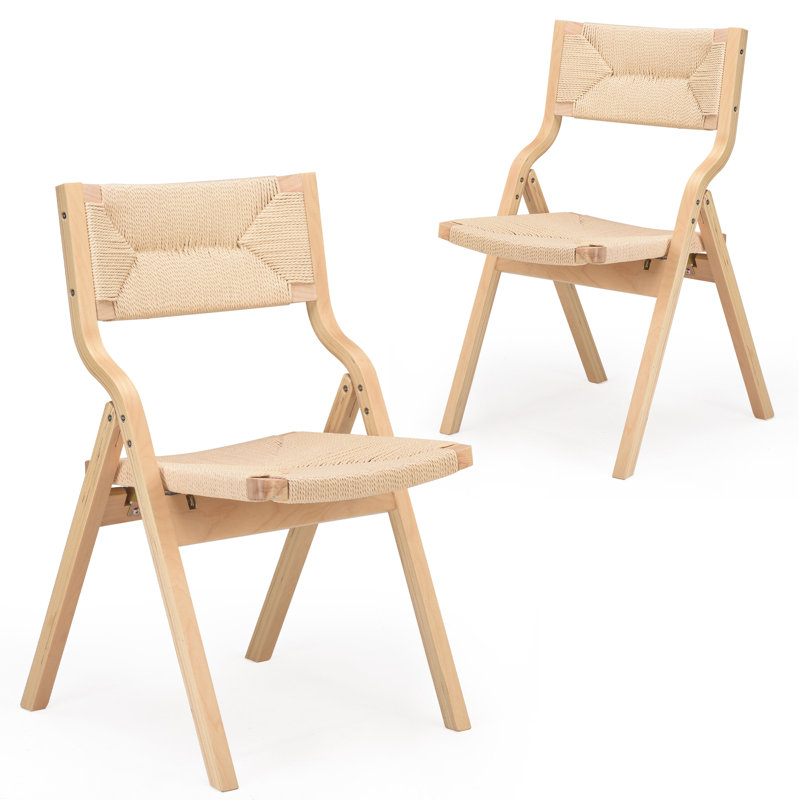 Fully Assembled Solid Wood Folding Side Chair, Natural