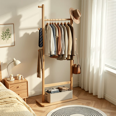 Portemanteau en bois massif avec support autoportant pour tablette d'entrée, chambre à coucher, salon