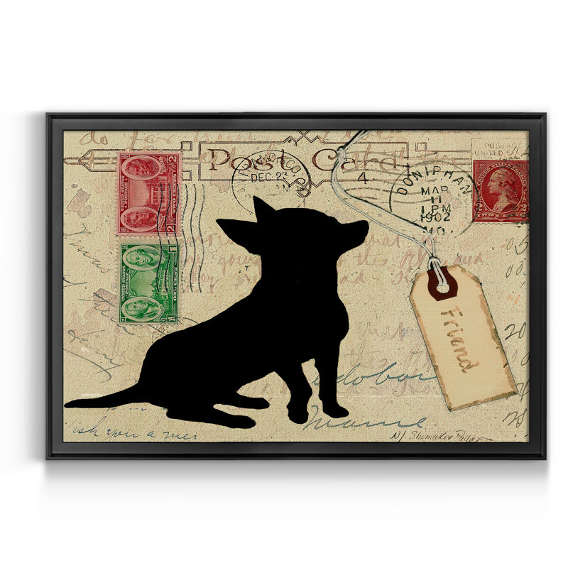 «Chihuahua Silhouette», reproduction d'art sur toile, H 18,5 po x l 24,5 po x P 1,5 po, Toile encadrée noire