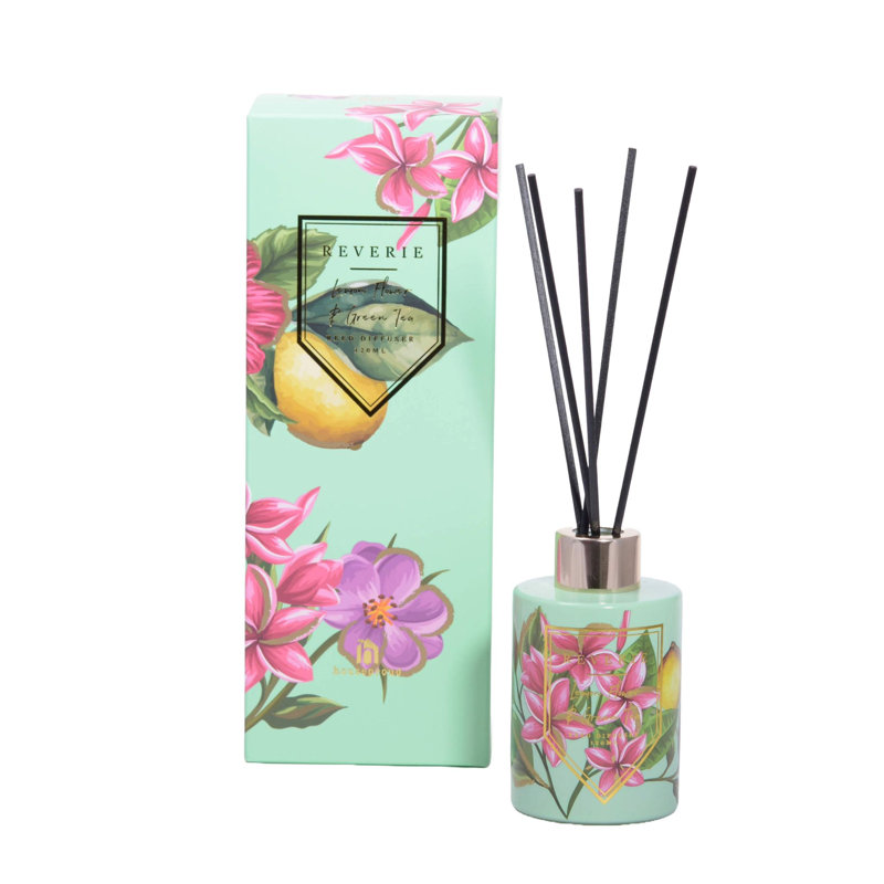 Reed Diffusers And Sticks, Green/Pink/Yellow, Lemon Flower & Green Tea