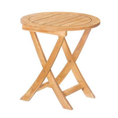 Perrie Outdoor Round Teak Side Table