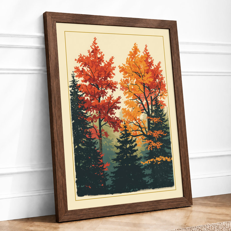 Autumn Woodland Layers Rustic - Framed Print, A1 - 84.1 x 59.4 cm, Walnut