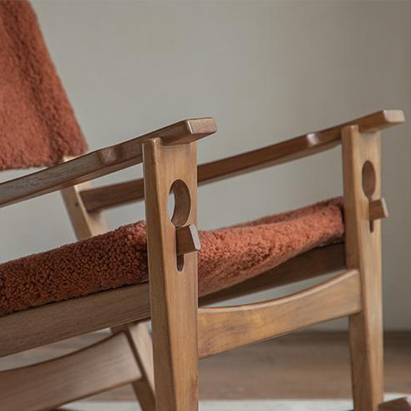 Chaise berçante simple en bois massif, Sucre brûlé