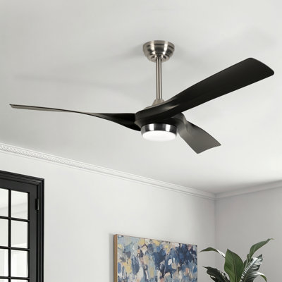 52" Modern Ceiling Fan with Dimmable LED Light and Remote Control 3CCT Reversible DC Motor with 6 Speeds, Timer & Memory