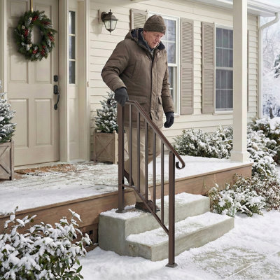 Bronze 2-Step Iron Stair Handrail