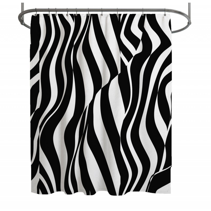 Rideau de douche zébré à motif de salle de bain_12982, H 73 po x l 70 po