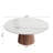 Stone Round Coffee Table Wooden Pedestal Center Cocktail Table Side Table Mid-Century Modern For Living Room & Home Decor-547985132-547985133-547985120