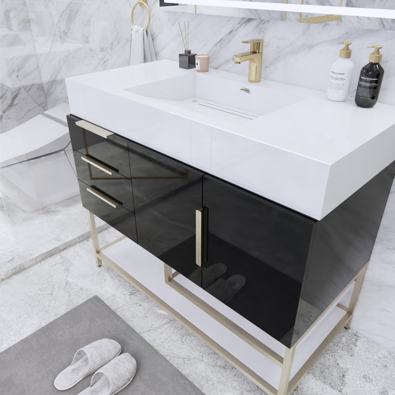 Ensemble de meuble-lavabo simple 42 po Glasgow, Noir ultrabrillant