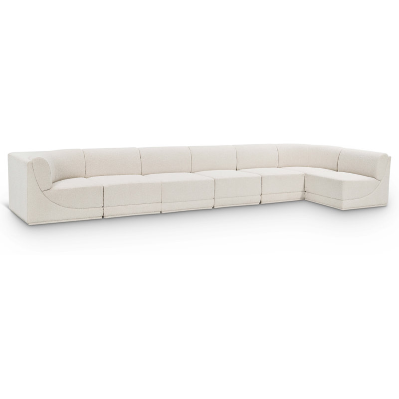 Canapé modulaire rembourré 7 pièces Ollie, Tissu crème bouclé