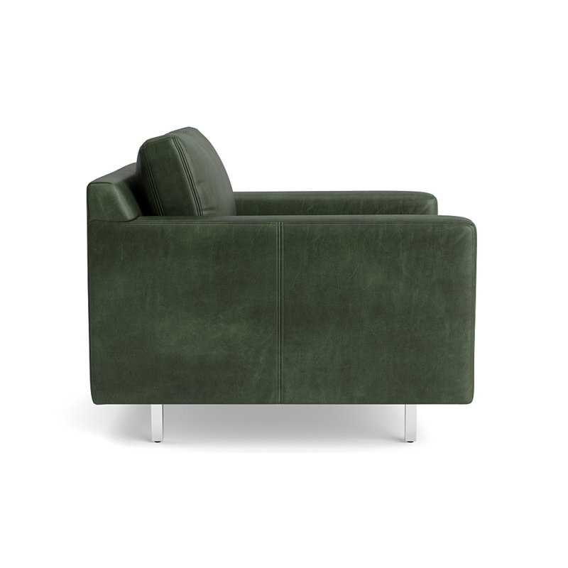Hunter Upholstered Armchair, Polished Stainless Steel, Bedford - Evergreen