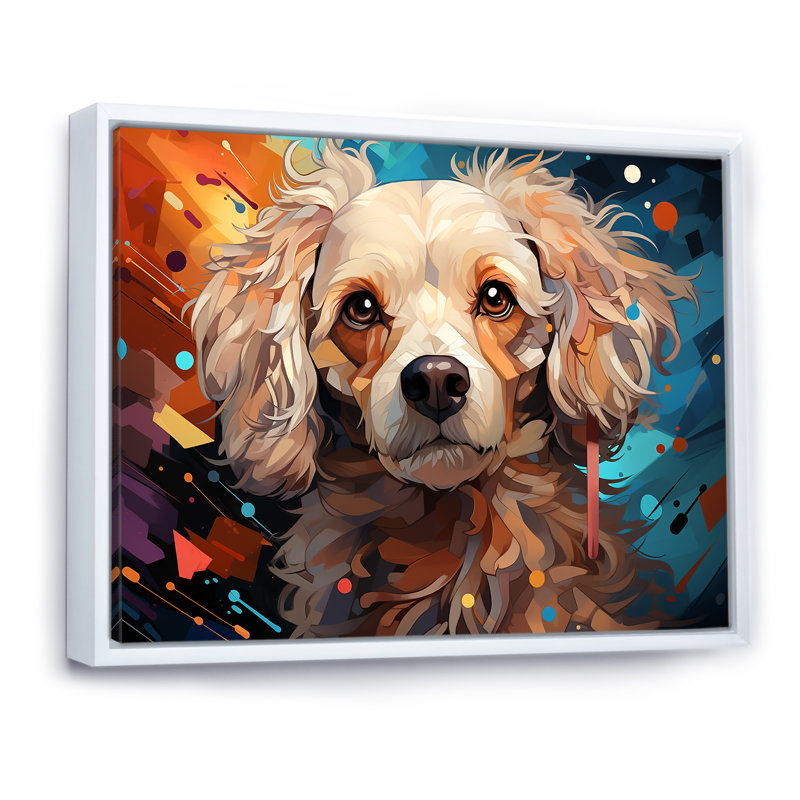 Poodle Pizzazz sur toile, H 12 po x l 20 po x P 1 po, Cadre flottant blanc