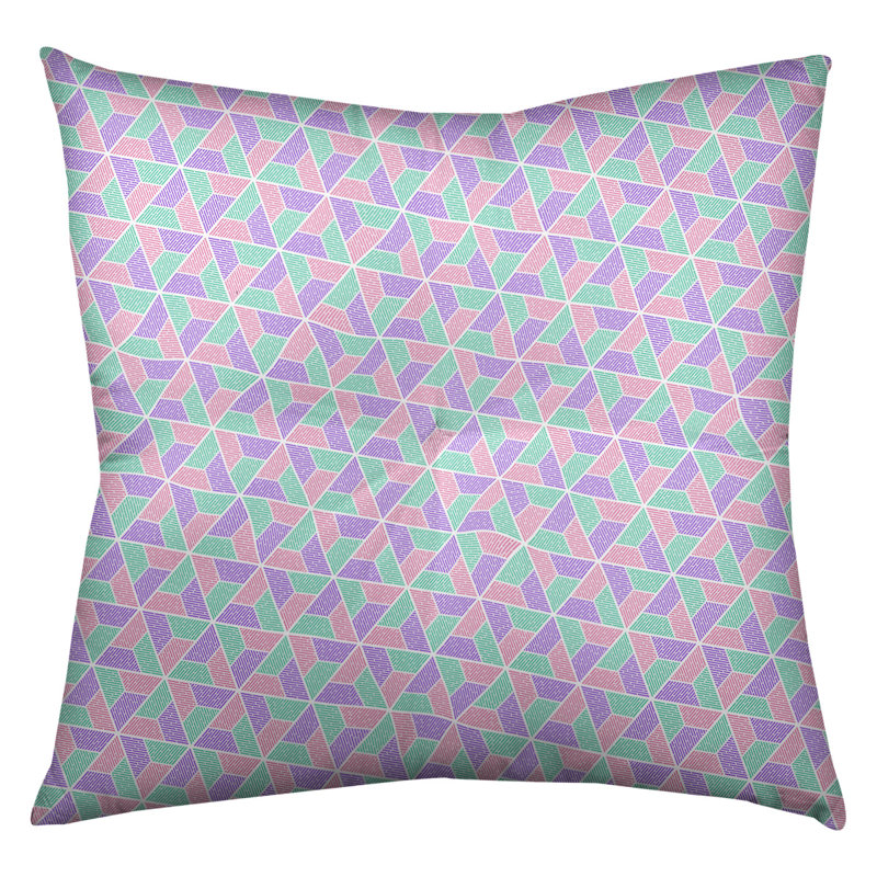 Oreiller de sol Katelyn Elizabeth Trapezoids, 30 po x 30 po, Vert / Rose / Mauve