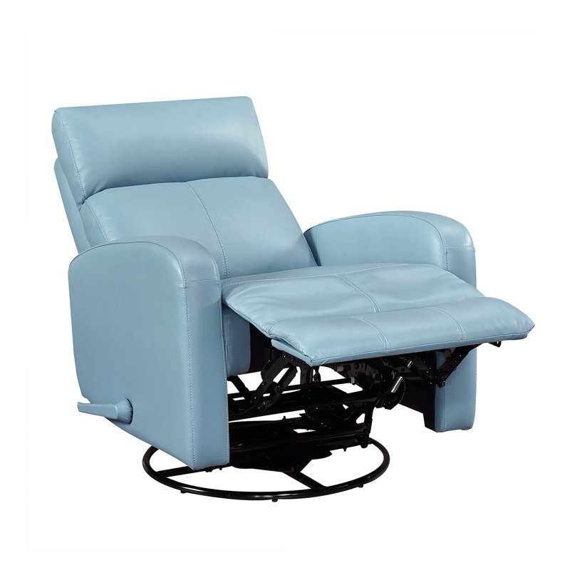 Fauteuil inclinable et oscillant avec mouvement pivotant et revêtement en cuir bleu
