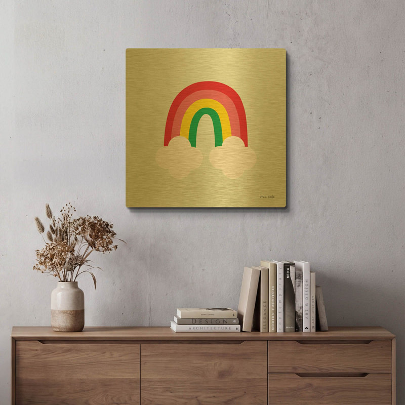 «Bright Rainbow I» par Ann Kelle, art mural en métal doré, 24 po x 24 po, 24 po x 24 po