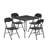 Folding Card Table And Chair Set Of 5 Foldable With Padded Upholstery Tabletop, Metal, Black