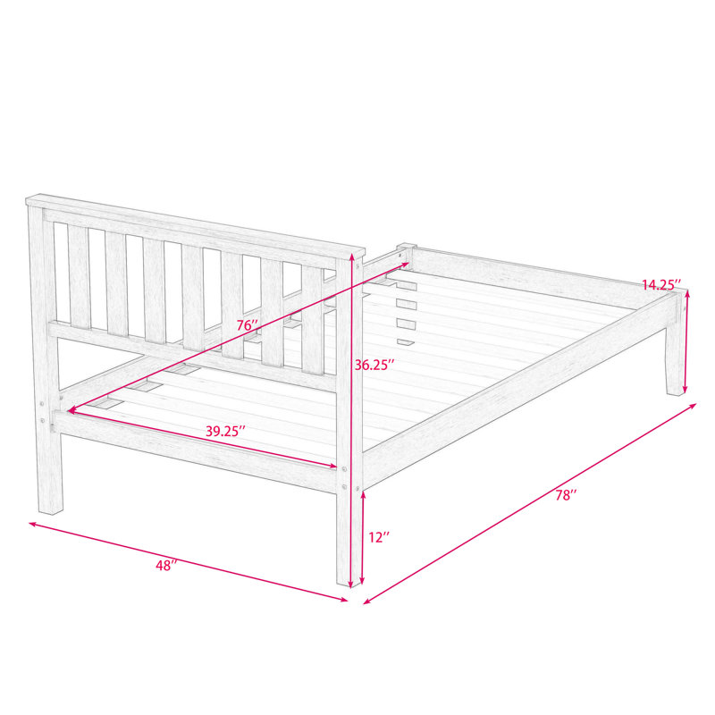 Lit plateforme simple en bois avec tête de lit Nampa, Noyer