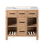 Meuble-lavabo 36 po avec lavabo SMC, 2 tiroirs, tablettes réglables, tablette ouverte, pieds en bois massif