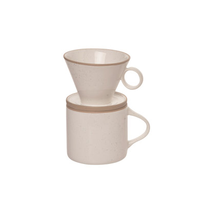 VIP Stoneware 8 in. White Pour Over Coffee Drip Mug Set of 2