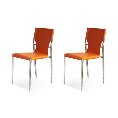 Orange Silver Solid back side Chair(Set of 2)