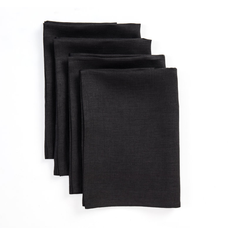100% Pure Linen Dinner Napkins - Fete, Black
