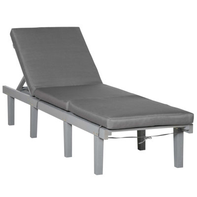 Chaise Lounge Chair For Outdoor, Patio Recliner With 4-Position Adjustable Backrest And Cushion For Deck, Beach, Lawn And Sunbathing by Ebern Designs