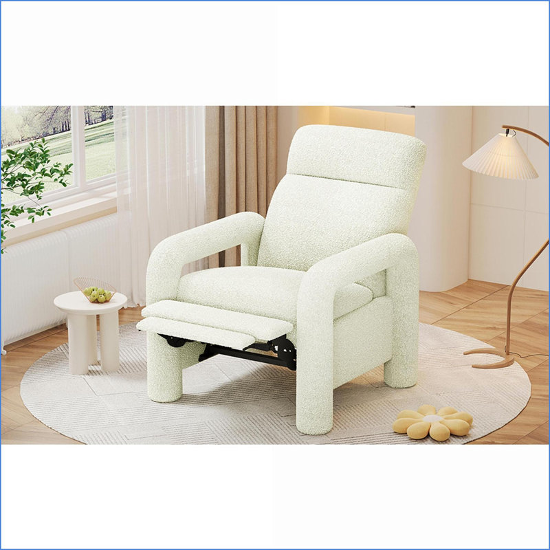 Fauteuil inclinable inclinable 31,25 po avec dossier réglable inclinable pour le salon | Molleton beige, Blanc