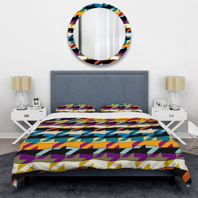 Multicolor Abstract Patchwork - Abstract Duvet Cover Set - Microfiber Polyester, Queen Duvet Cover + 2 Standard Shams