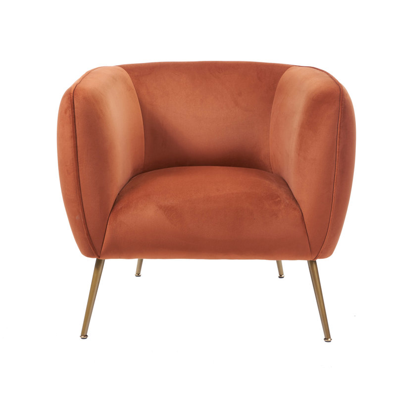 Krol Velvet Barrel Chair, Orange