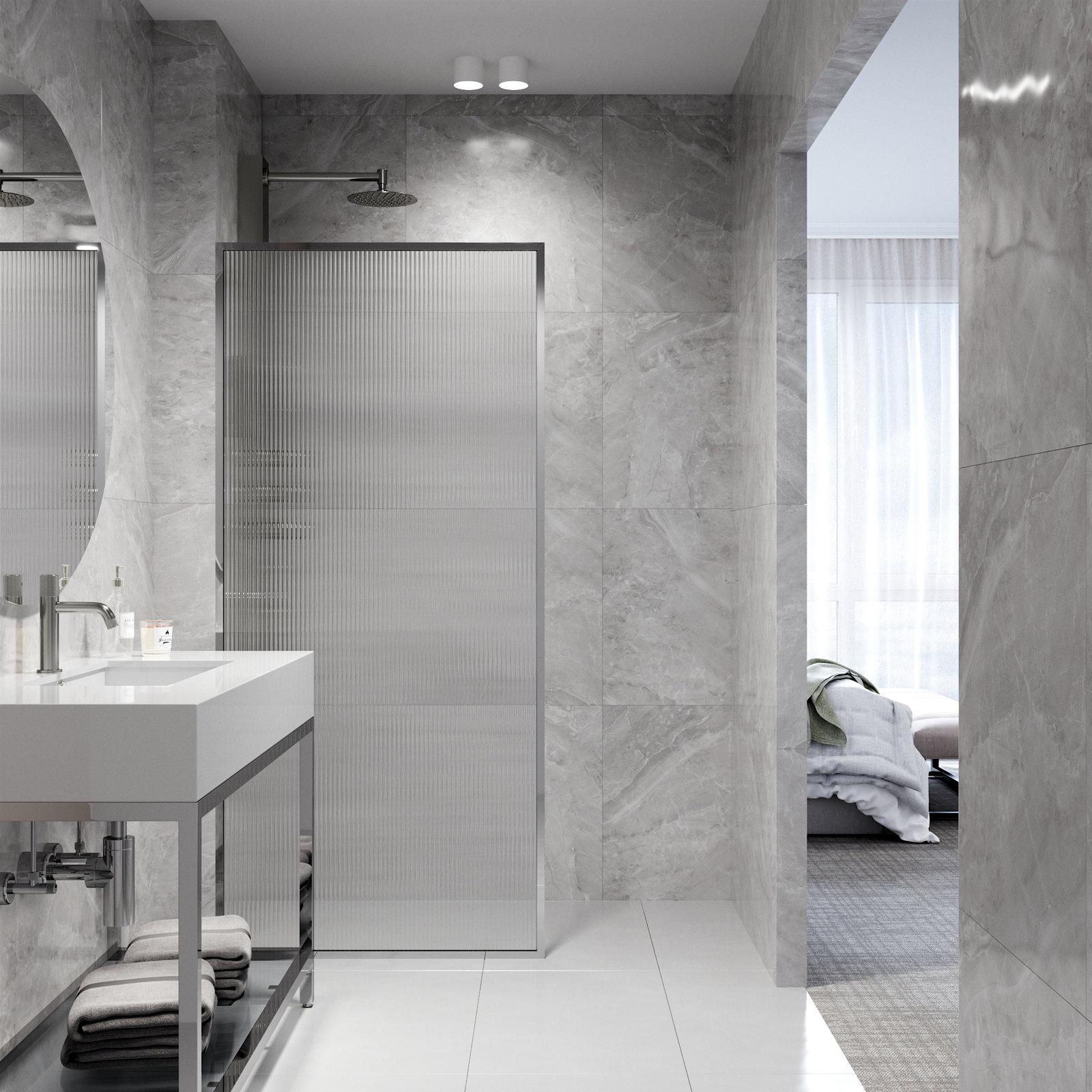 Meridian Framed Fixed Shower Screen, Chrome Fluted