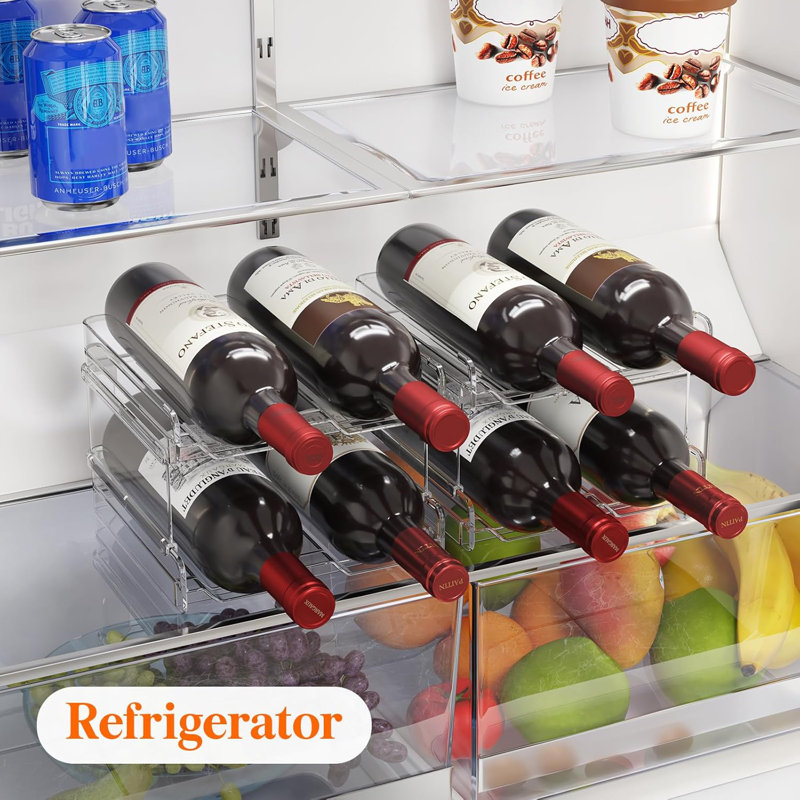 Plastic Stackable Wine Rack for Refrigerator, Cabinet, Countertop,Wine Bottle Holder,Hold 4 Bottles
