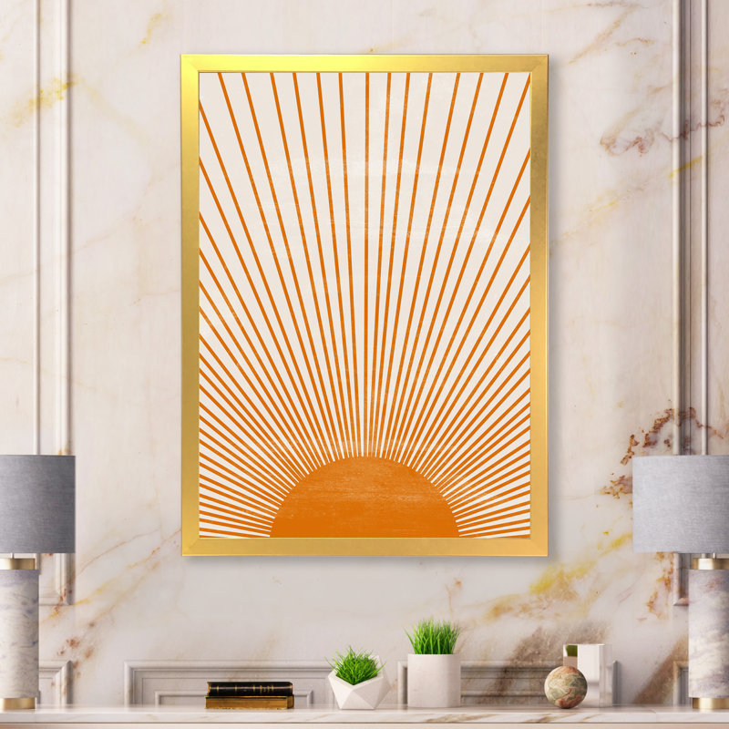 Soleil, art mural sur toile, impression graphique minimaliste orange - Orange Sun Print III, H 40 po x l 30 po, Argent