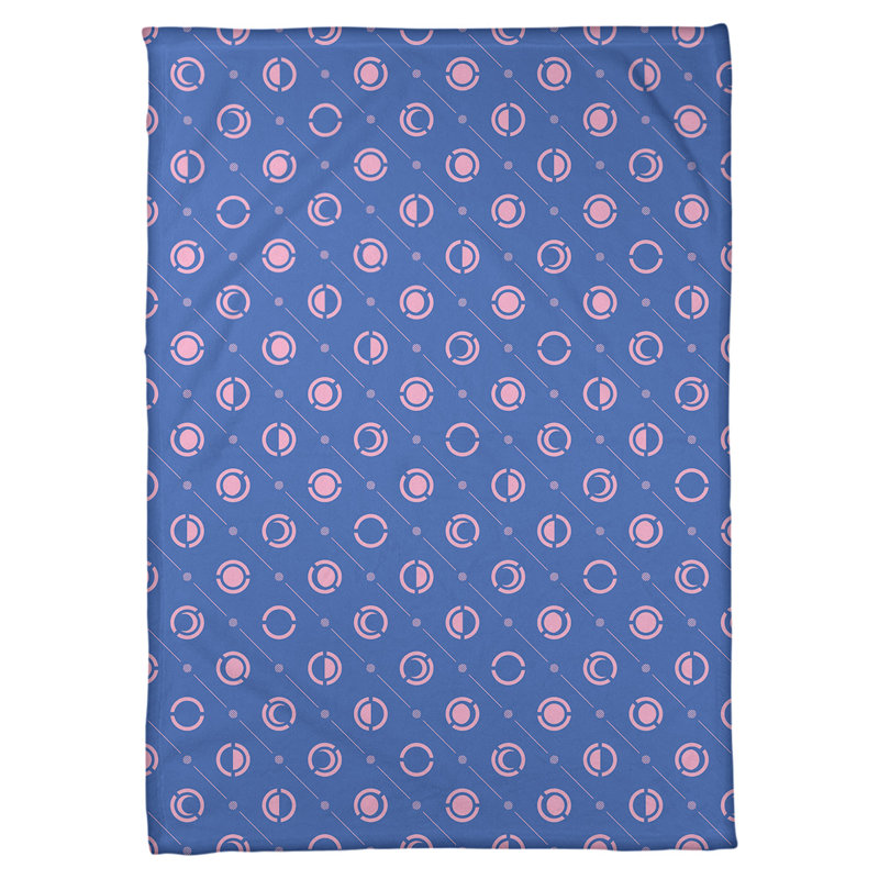 Couverture polaire moon phases, l 60 po x L 80 po, Bleu / Rose