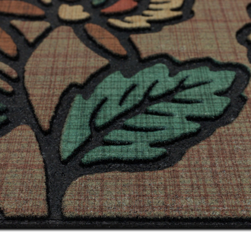 Garden At Dusk Earth Floral Indoor/Outdoor Weather Resistant Non-Slip Recycled Rubber Door Mat