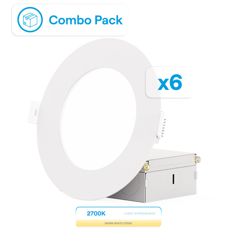 Ensemble de plafonniers encastrés à DEL 4 po Infibrite Thin, Quatre pouces, 2700K, Blanc