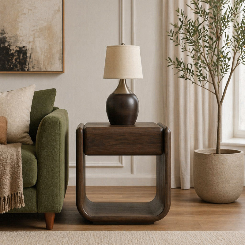 Lanza Dark Walnut End Table w/Drawer