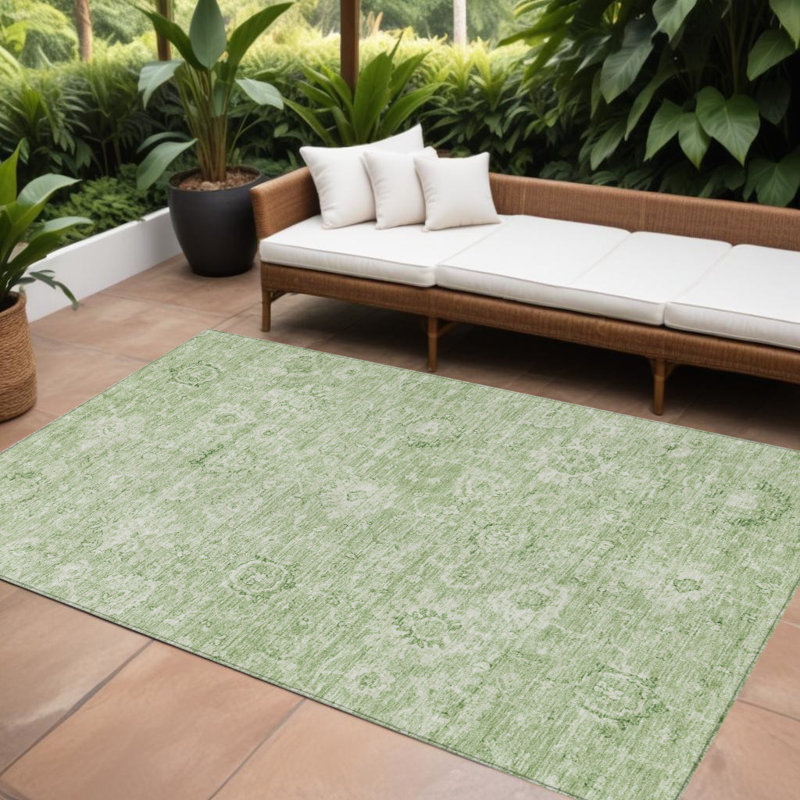 Tapis intérieur / extérieur lavable et articulé 8 pi x 10 pi vert et ivoire