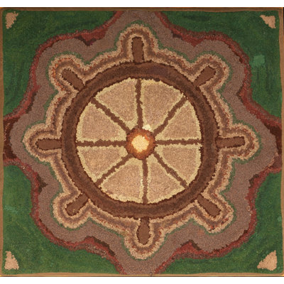 Tapis crocheté vert antique