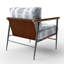 Fauteuil d'appoint rembourré à motif damassé bleu