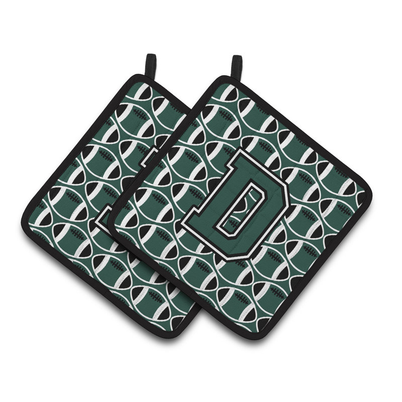 Caroline's Treasures Football Polyester Potholder, Green/White, D