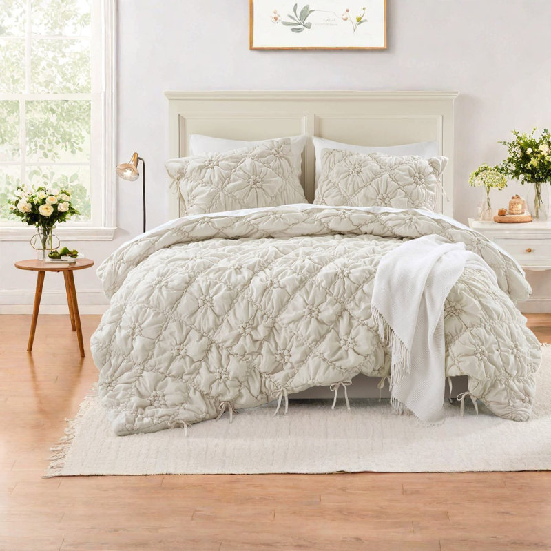 Cozy Floral Bedding Sets, Microfiber King Size Comforter For Home