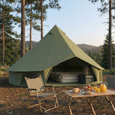 Tente de campanette pour 3 à 4 personnes, tente de yourte 4 saisons avec prise de réchaud, tentes de camping - 10 pi