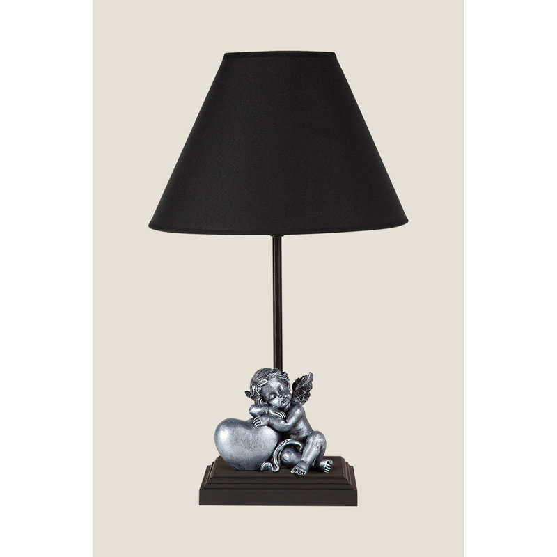 Lampe de table 16,5 po, Noir / argent, Noir