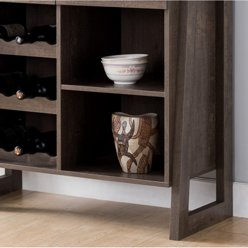 Dittmer Wine Display Cabinet,Wine Rack with Multi Storage & 3 Wine Bottle Compartments in Walnut