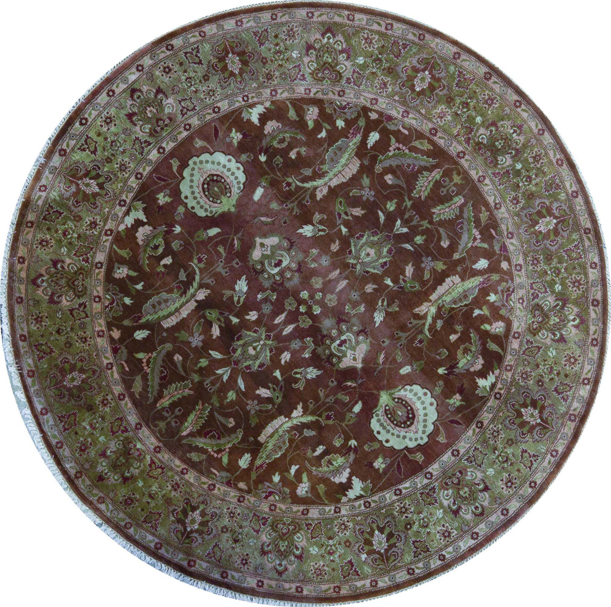 Bokara Rug Co., Inc. HandKnotted HighQuality Brown and Cream Round