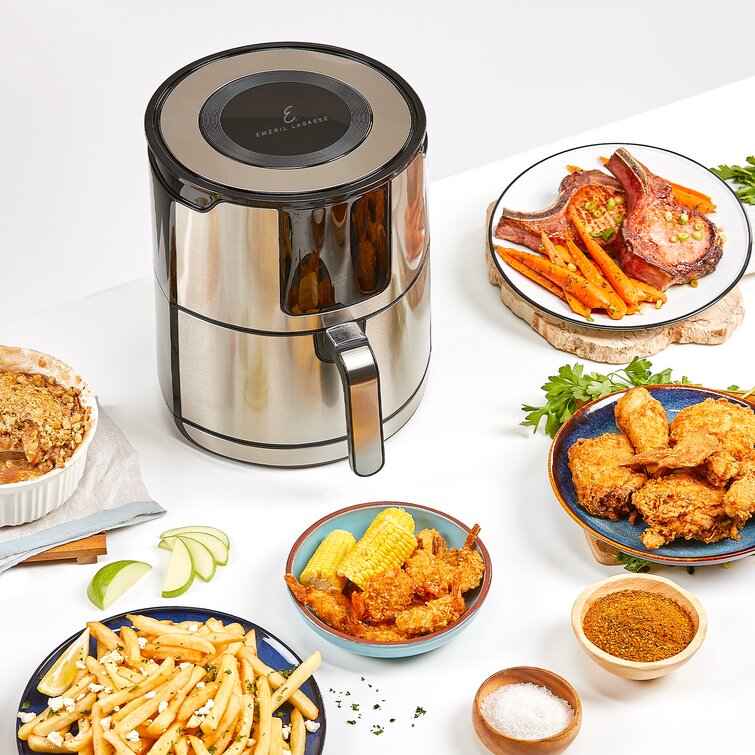  Emeril Lagasse Air Fryer, 5.3 QT XL Digital Air Fryer w/Rack,  Skewers, Recipe Cards, (5.3 qt.) Oil Less Electric Food Cooker, 7  Pre-Programmed Cook Settings