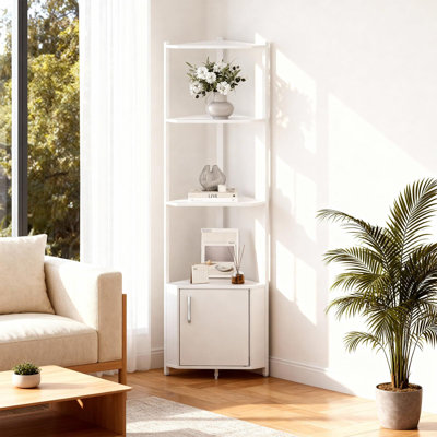 Tall Corner Shelf Stand, 5-Tier Corner Storage Cabinet, Space-Saving Display Bookshelf for Living Room, Bedroom, Bathroom, Office