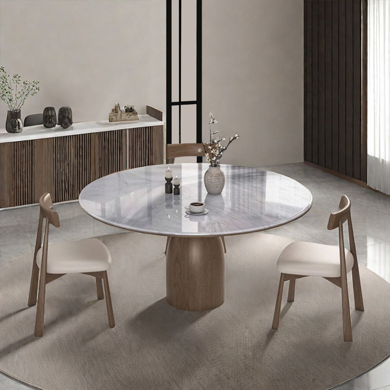 Tables de salle à manger simples en bois massif en pierre Microlite., H 29,5 po x L 59 po x l 59 po