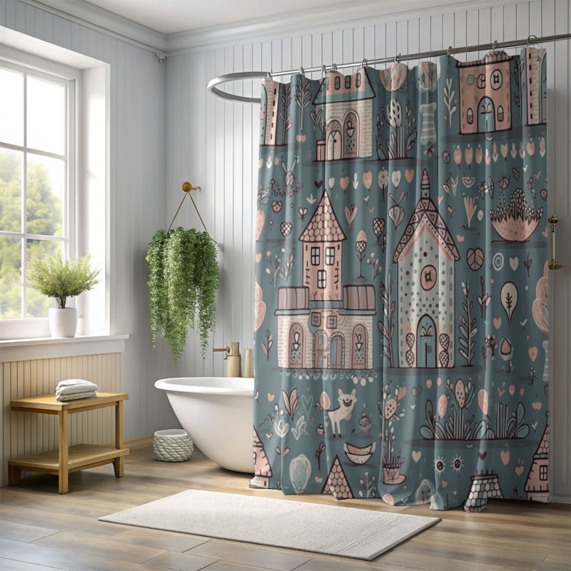 Rideau de douche Boho Bungalow - Premium, H 74 po x l 71 po